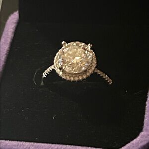 Elegant Sterling Silver Moissanite 3ct Ring with Large Gemstone